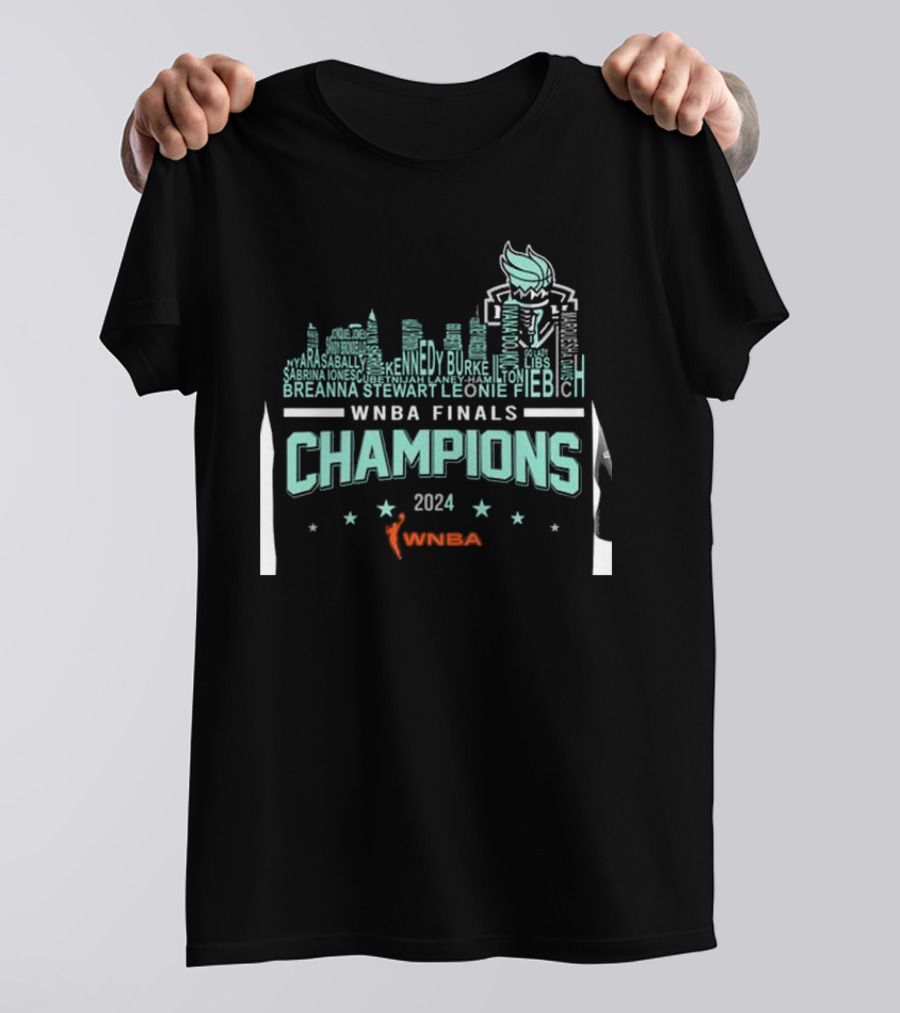 New York Liberty 2024 WNBA Finals Champions Liberty Torch Skyline T-Shirt