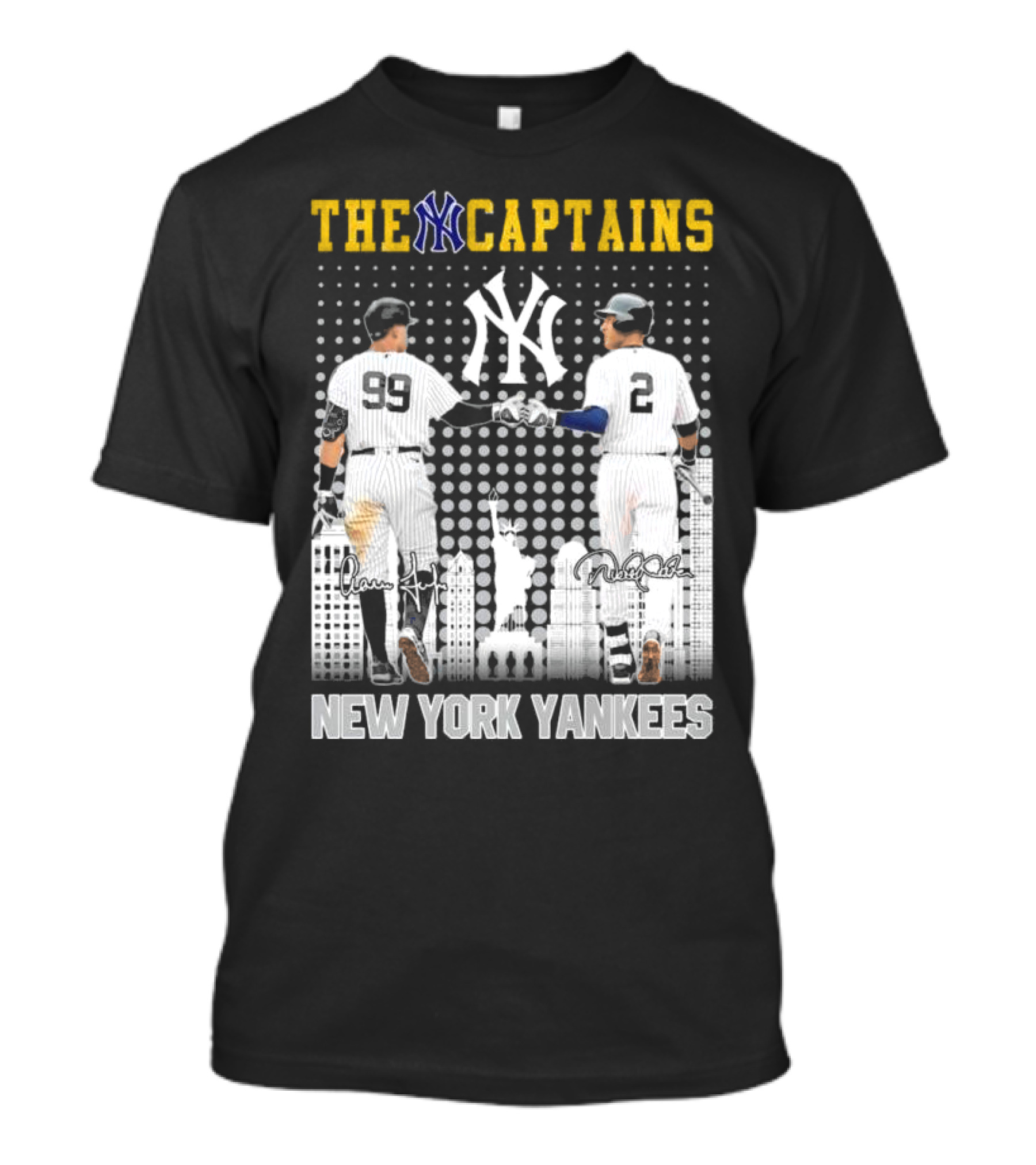 The Captains New York Yankees Aaron Judge Derek Jeter Signatures 2024 ALCS T-Shirt
