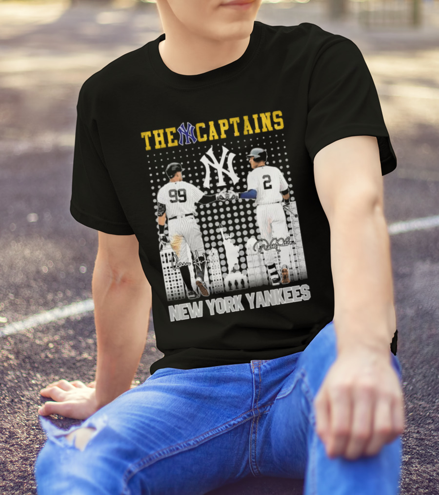 The Captains New York Yankees Aaron Judge Derek Jeter Signatures 2024 ALCS T-Shirt