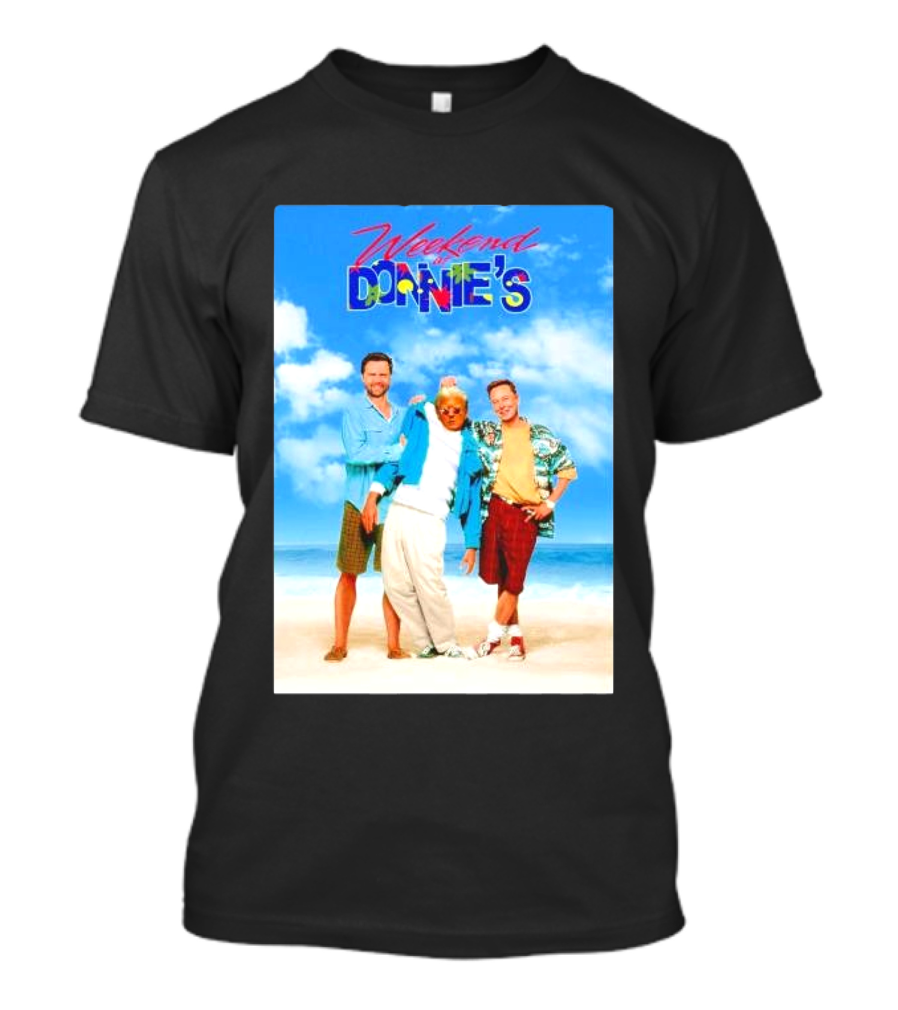 Weekend At Donnie’s Vance Trump And Musk Beach Scene T-Shirt