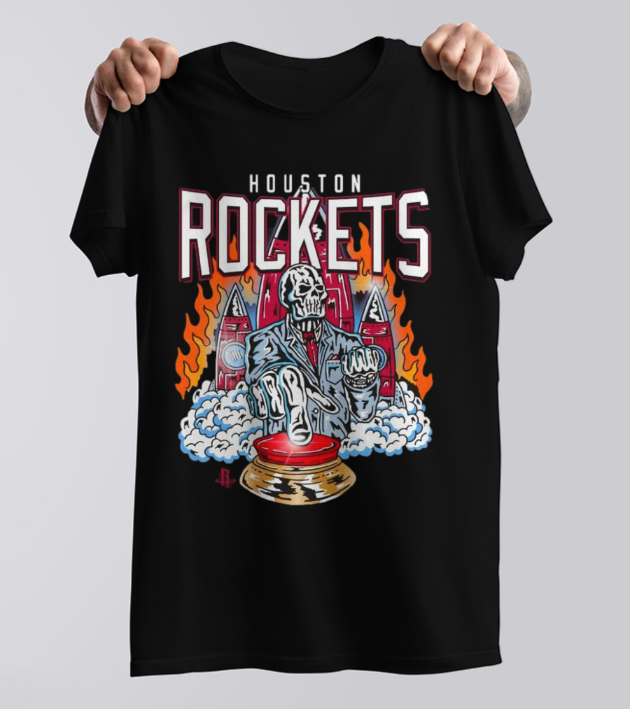 Houston Rockets Skeleton Flames Warren Lotas Collaboration 2024-25 T-Shirt