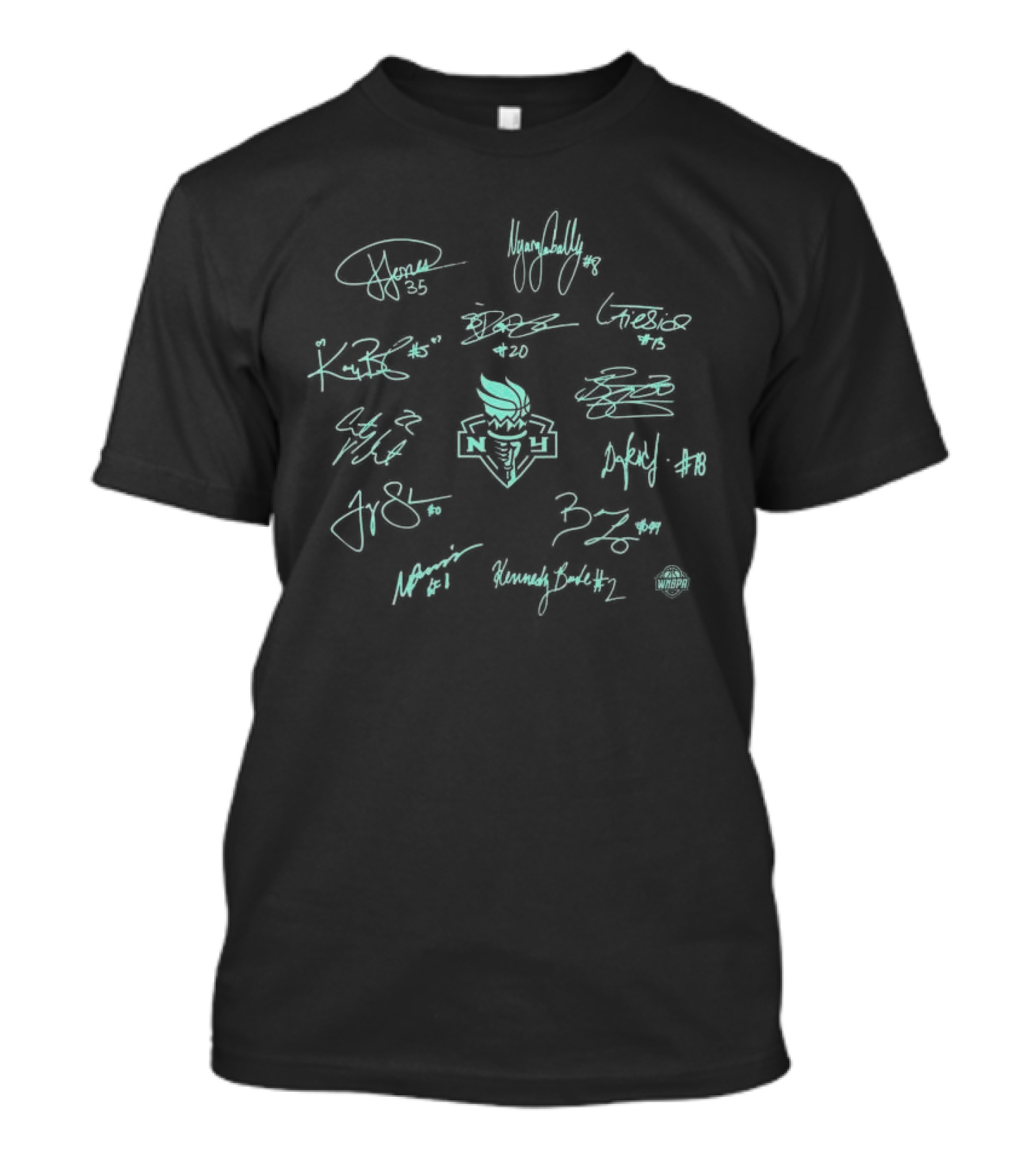New York Liberty 2024 WNBA Finals Champions Roster Signatures Liberty T-Shirt