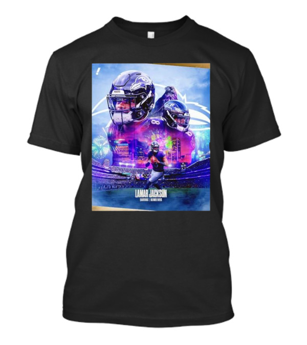 Lamar Jackson Baltimore Ravens Quarterback Dynamic Football Action T-Shirt
