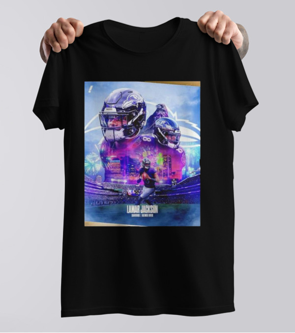 Lamar Jackson Baltimore Ravens Quarterback Dynamic Football Action T-Shirt