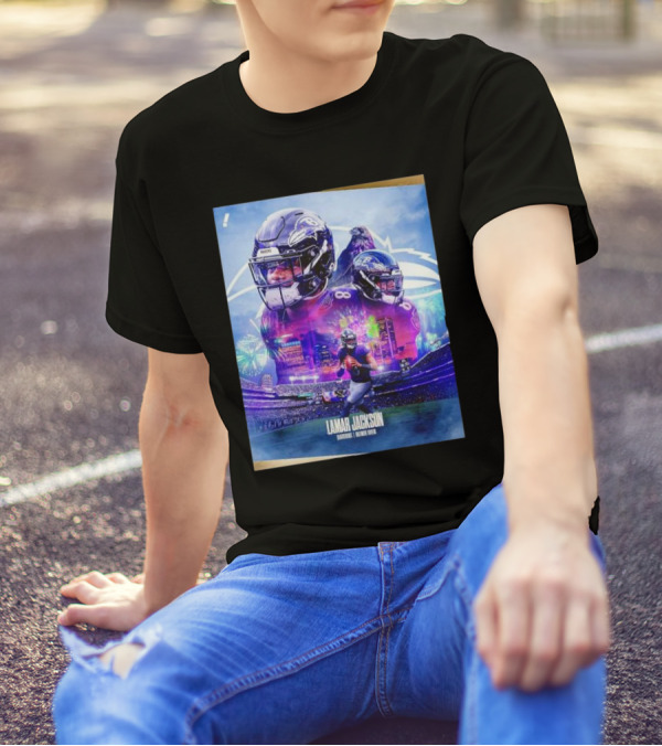 Lamar Jackson Baltimore Ravens Quarterback Dynamic Football Action T-Shirt