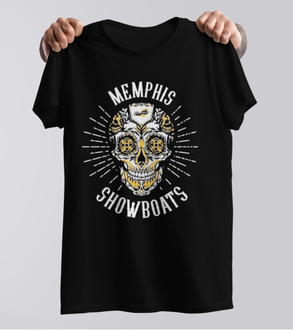 Memphis Showboats Dia De Los Muertos Skull T-Shirt