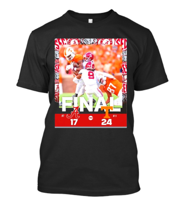 Final Score Alabama Crimson Tide 17 Tennessee Volunteers 24 T-Shirt