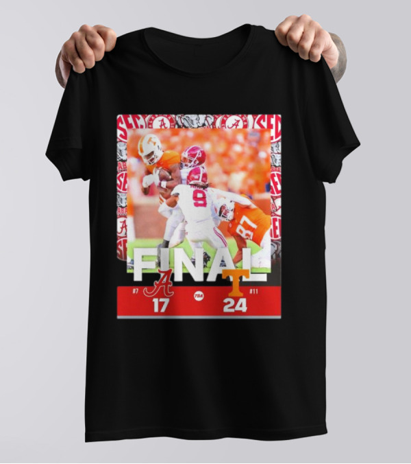 Final Score Alabama Crimson Tide 17 Tennessee Volunteers 24 T-Shirt