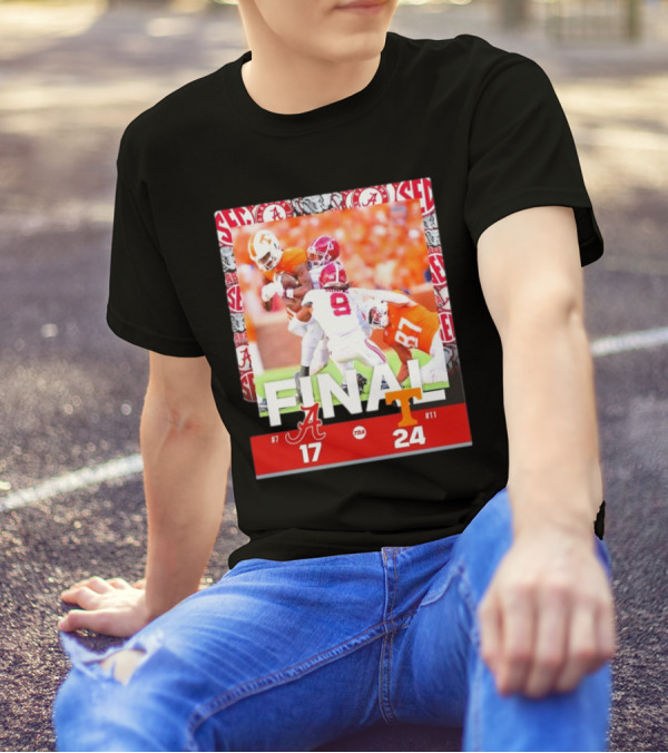 Final Score Alabama Crimson Tide 17 Tennessee Volunteers 24 T-Shirt