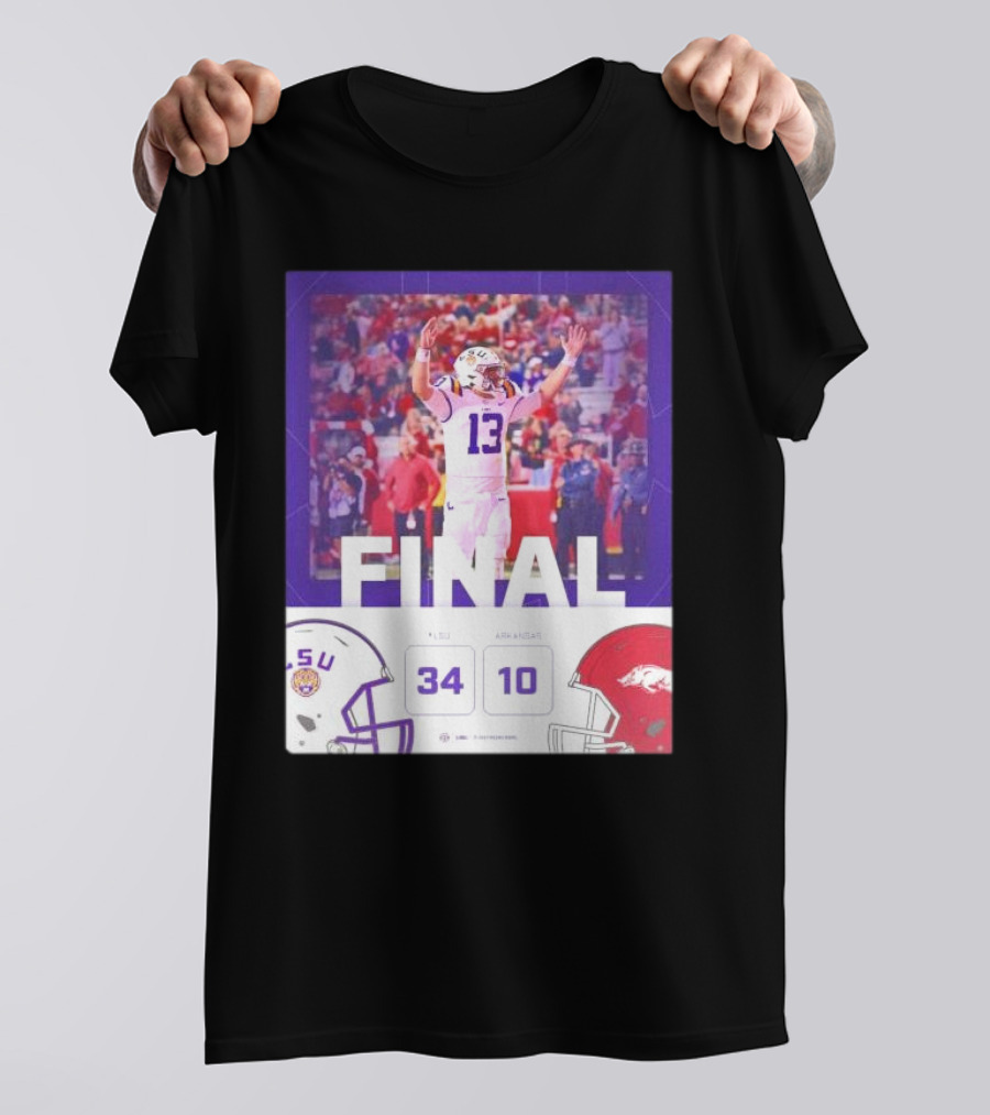 Final Score LSU Tigers 34-10 Arkansas Razorbacks Victory T-Shirt