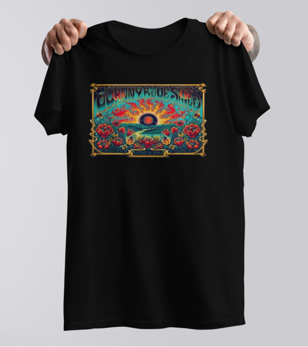 Johnny Blue Skies October 24 2024 Duluth GA Tour Psychedelic Flames And Blossoms T-Shirt