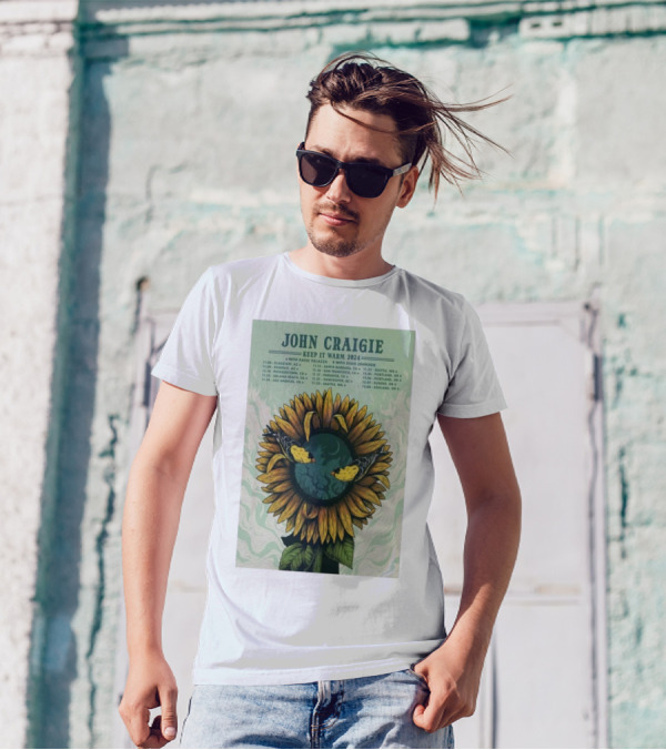 John Craigie Keep It Warm 2024 Tour With Kassi Valazza And Dean Johnson Sunflower Poster With Tour Dates T-Shirt