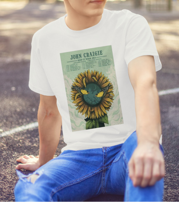 John Craigie Keep It Warm 2024 Tour With Kassi Valazza And Dean Johnson Sunflower Poster With Tour Dates T-Shirt