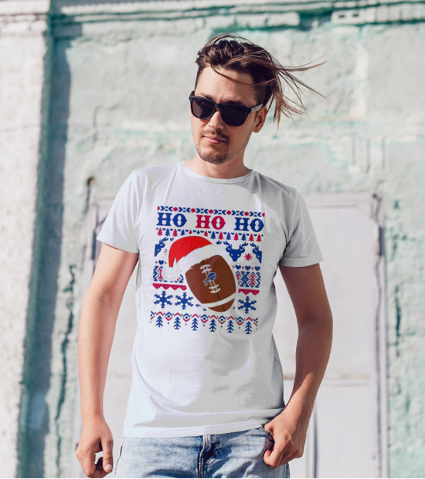 NFL Buffalo Bills Ho Ho Ho Christmas 2024 Santa Claus Football T-Shirt