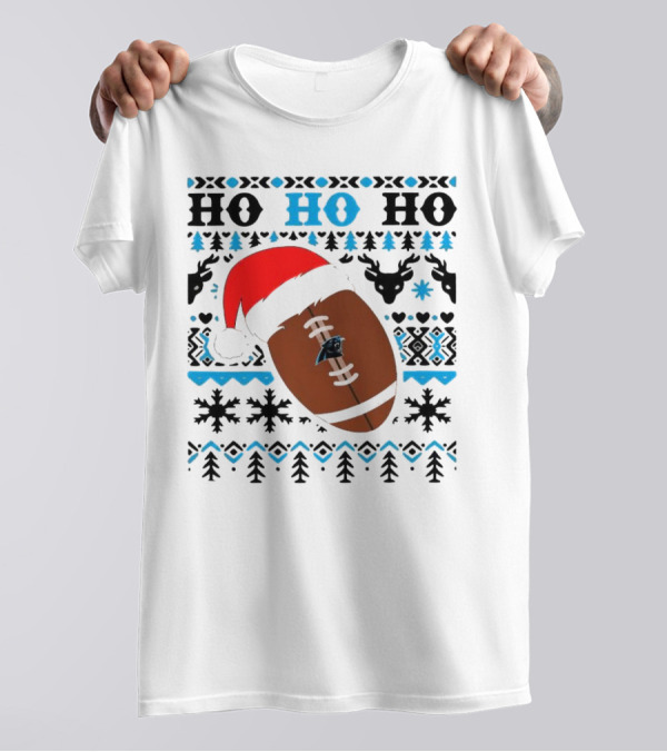 Carolina Panthers Ho Ho Ho Football Santa Christmas 2024 NFL T-Shirt