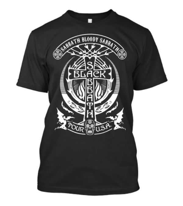 Sabbath Bloody Sabbath Black Sabbath Tour USA Skull And Gothic Cross T-Shirt