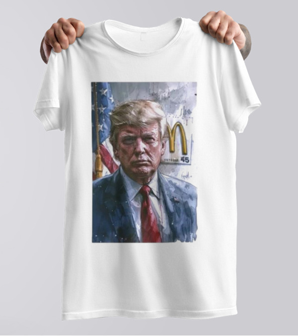 Donald Trump McDonald's 45 President Portrait McDonald's Arches And American Flag T-Shirt