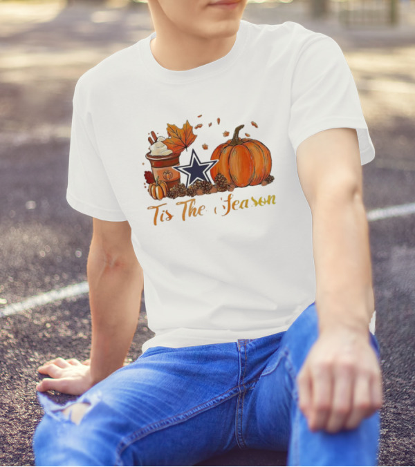 Dallas Cowboys Tis The Season Pumpkin Latte Autumn Decor T-Shirt