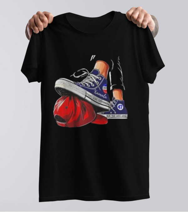 Kamala Chucks Vote Grass Blue Shoes 47 Wear Your Shoes Anyway T-Shirt