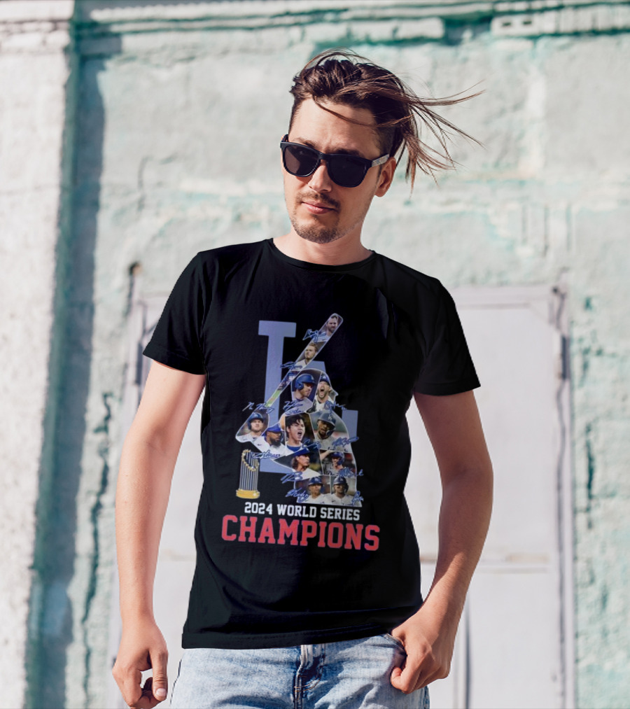 Los Angeles Dodgers 2024 World Series Champions Signatures T-Shirt
