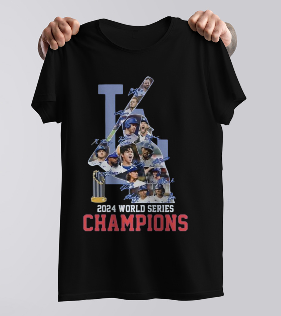 Los Angeles Dodgers 2024 World Series Champions Signatures T-Shirt