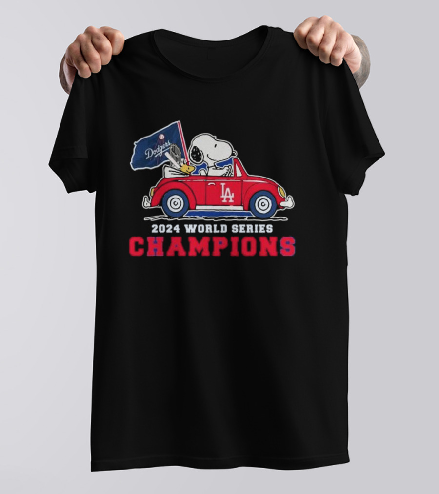 Los Angeles Dodgers Snoopy 2024 World Series Champions Car T-Shirt