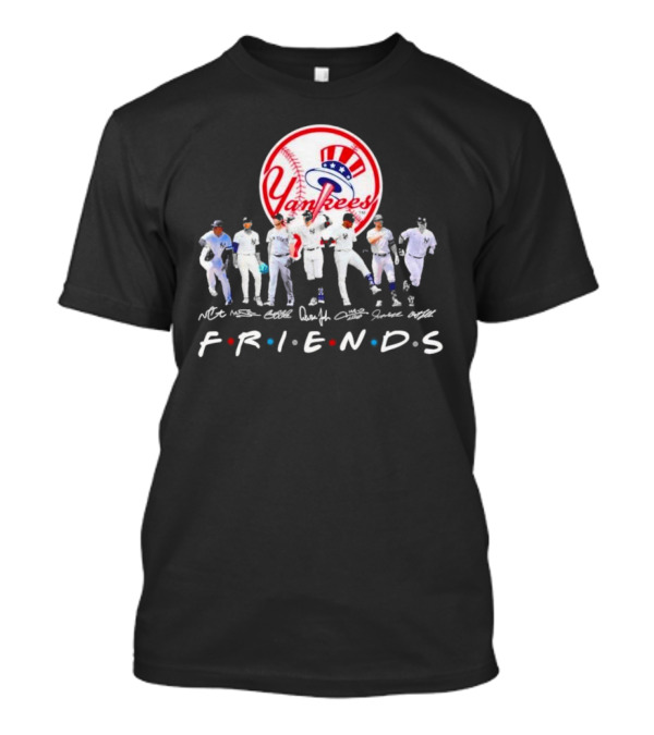 New York Yankees Friends TV Show Style Logo With Baseball Players Signatures T-Shirt