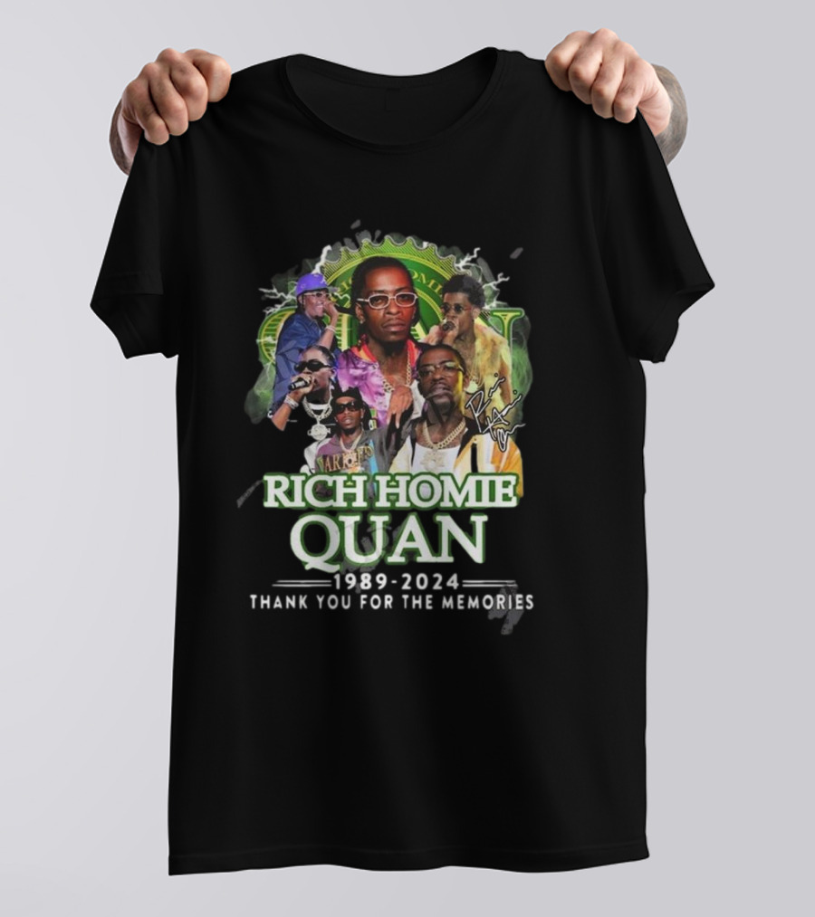 Rich Homie Quan 1989-2024 Thank You For The Memories Signature Collage T-Shirt