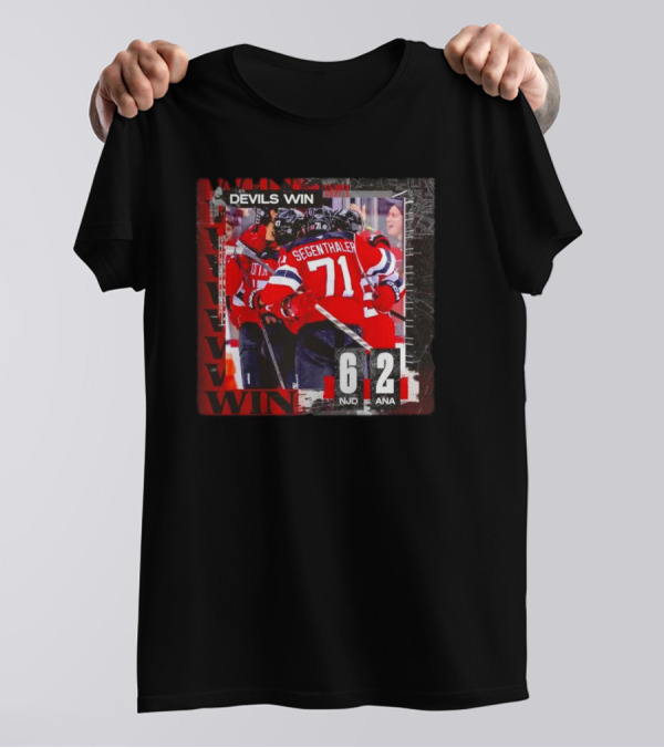 New Jersey Devils Win 6-2 Over Anaheim Ducks NJD Vs ANA Game Score T-Shirt