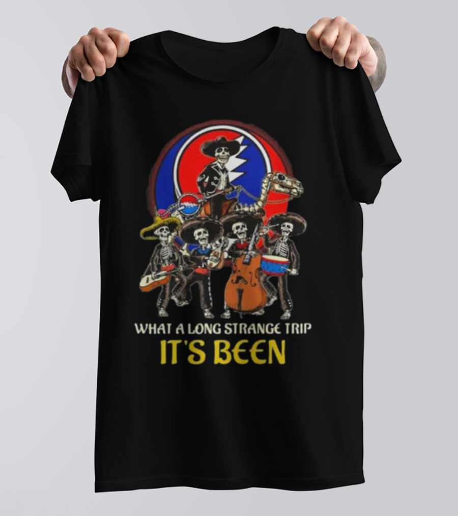 Grateful Dead What A Long Strange Trip It’s Been Skeleton Band Steal Your Face T-Shirt