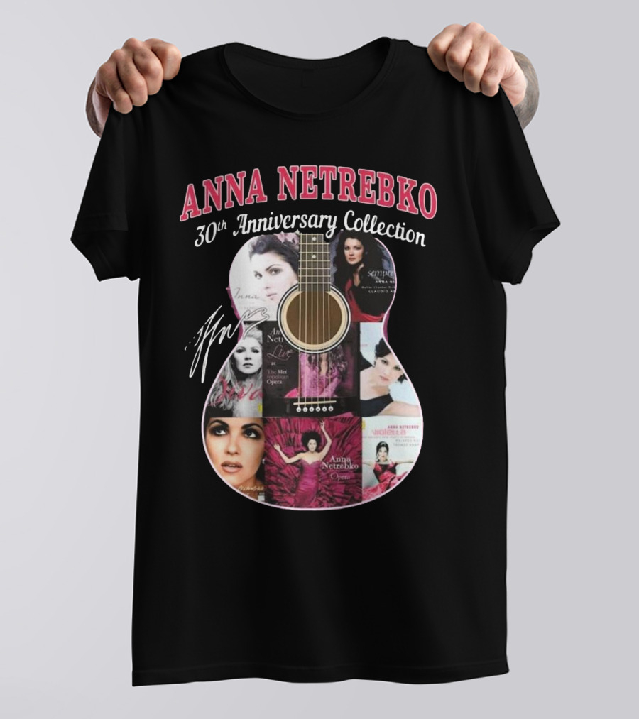 Anna Netrebko 30th Anniversary Collection Guitar Signature Album Collage T-Shirt