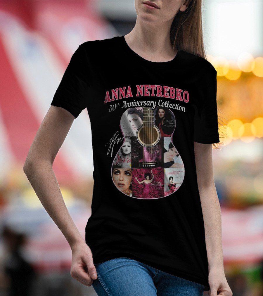 Anna Netrebko 30th Anniversary Collection Guitar Signature Album Collage T-Shirt