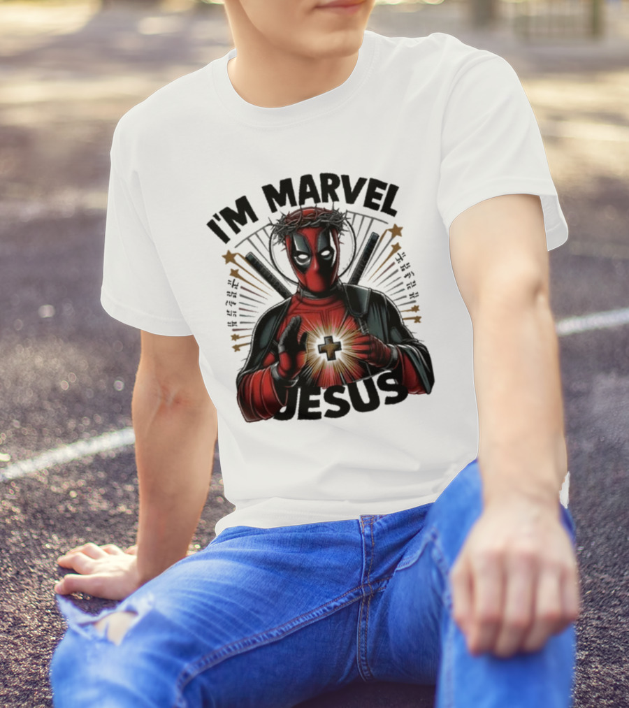 I'm Marvel Jesus Deadpool With Cross Halo And Swords T-Shirt