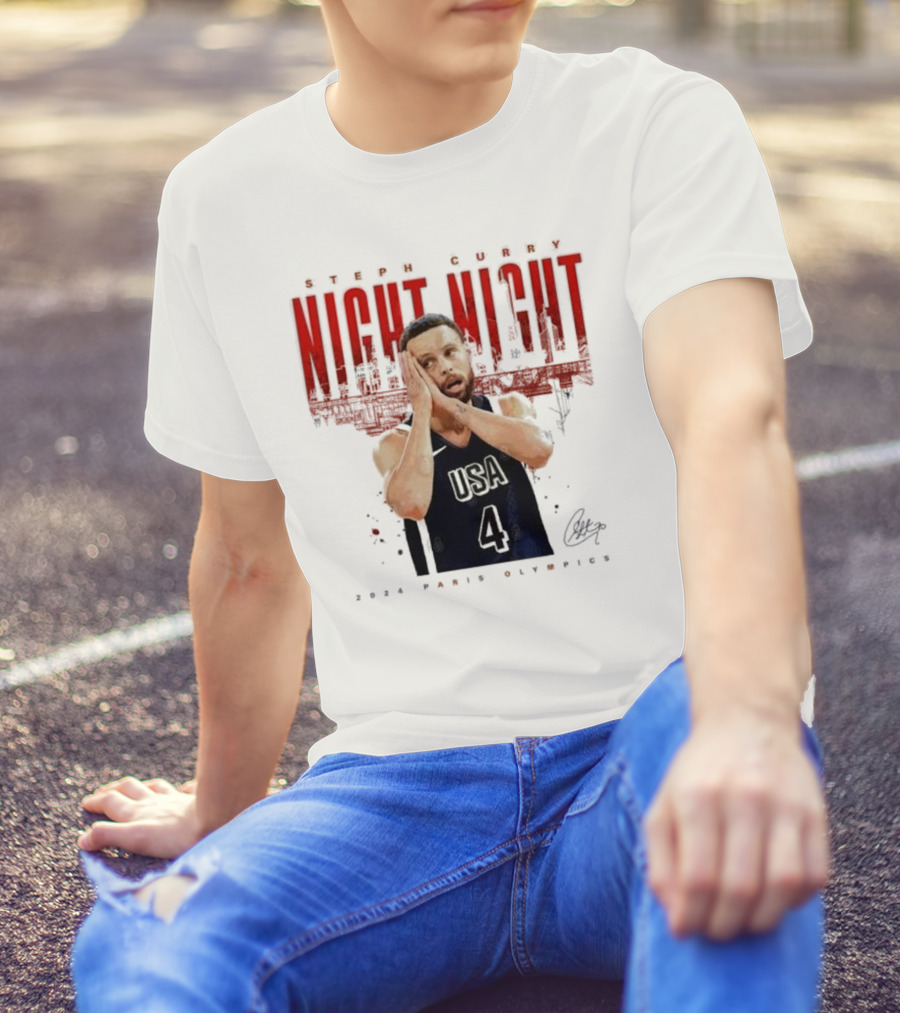 Steph Curry Night Night USA 4 2024 Paris Olympics Signature T-Shirt