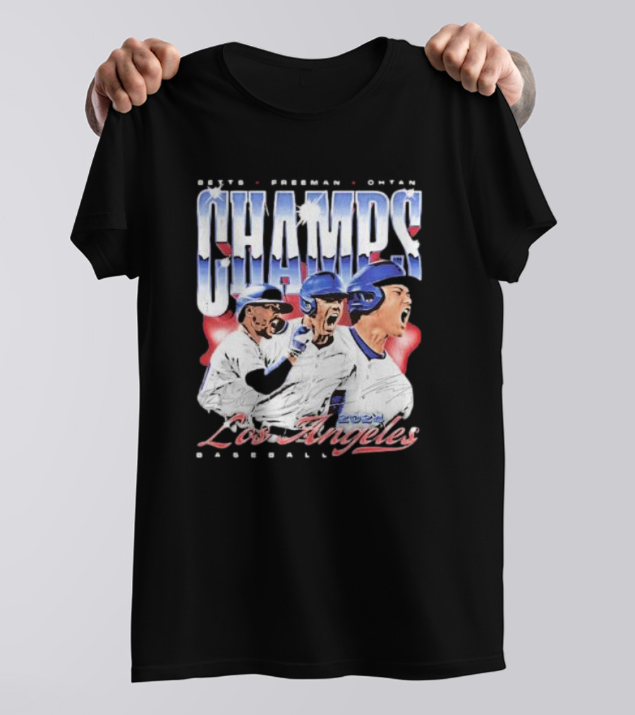 Los Angeles Dodgers Baseball 2024 Champs Betts Freeman Ohtani Vintage T-Shirt