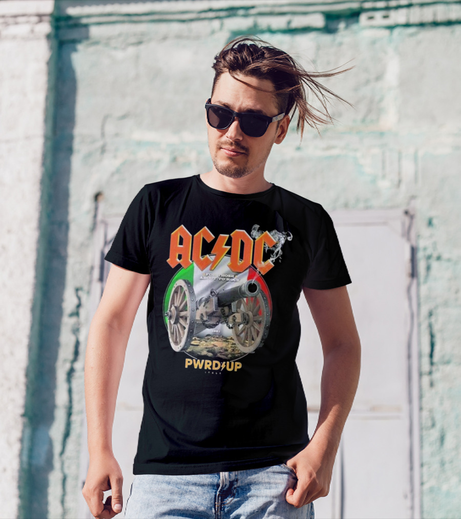 AC DC Reggio Emilia 2024 For Those About To Rock PWRD UP Italy Cannon Tour T-Shirt