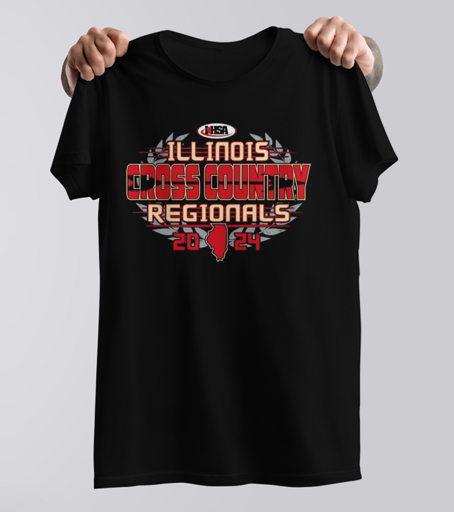 IHSA Illinois Cross Country Regionals 2024 Illinois Map T-Shirt