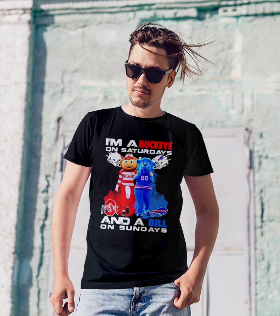 I’m A Buckeye On Saturdays And A Bill On Sundays Ohio State Buffalo Mascots Helmets T-Shirt