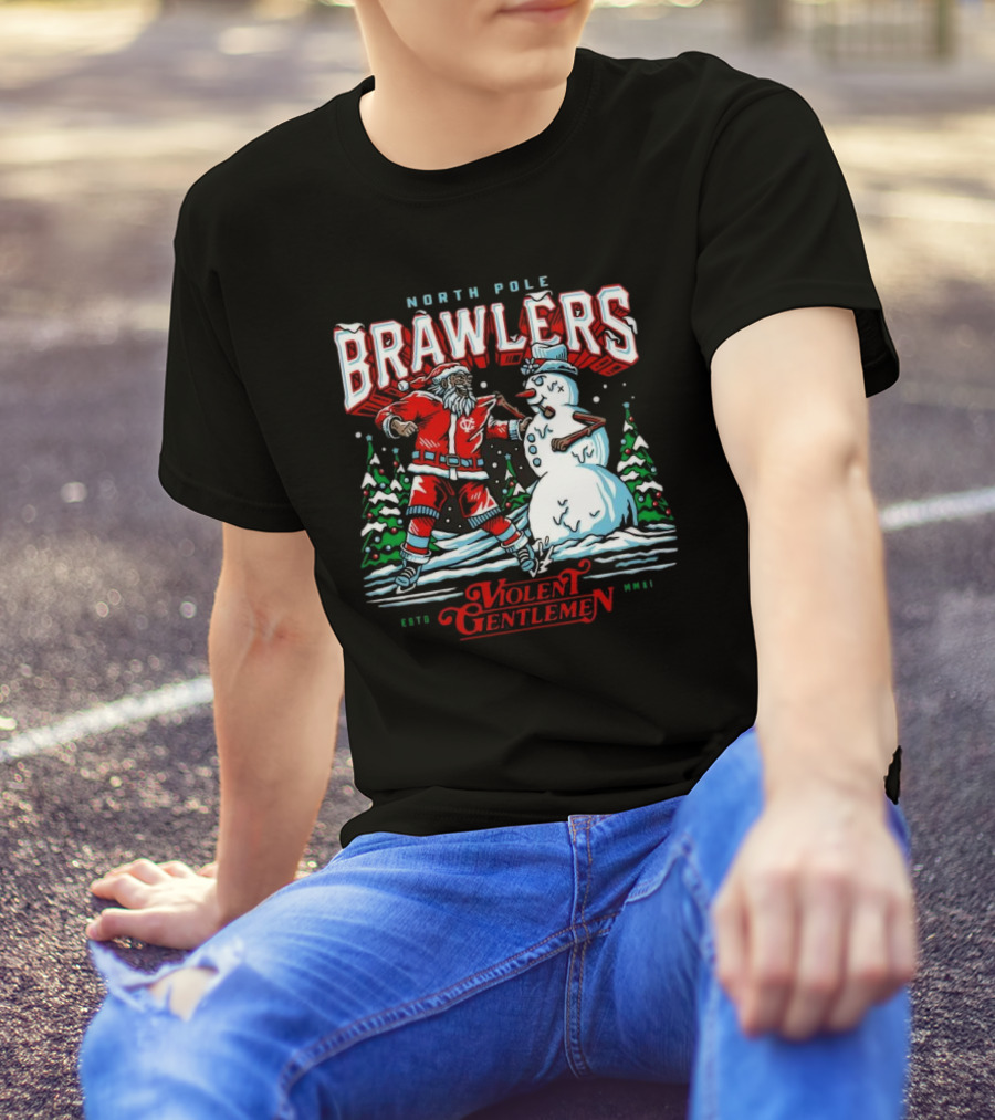 North Pole Brawlers Violent Gentlemen ESTD MMXI Christmas T-Shirt
