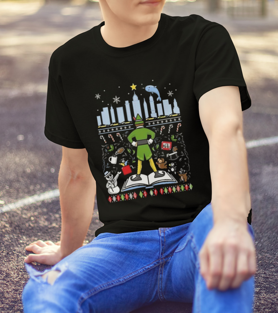 Smiling Is My Favorite Elf New York Christmas T-Shirt