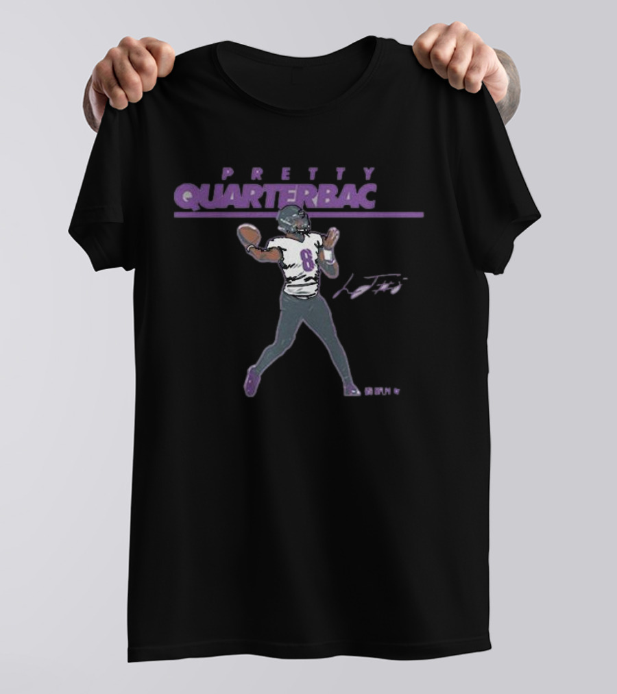 Lamar Jackson Pretty Quarterbac Purple Style Football Number 8 T-Shirt