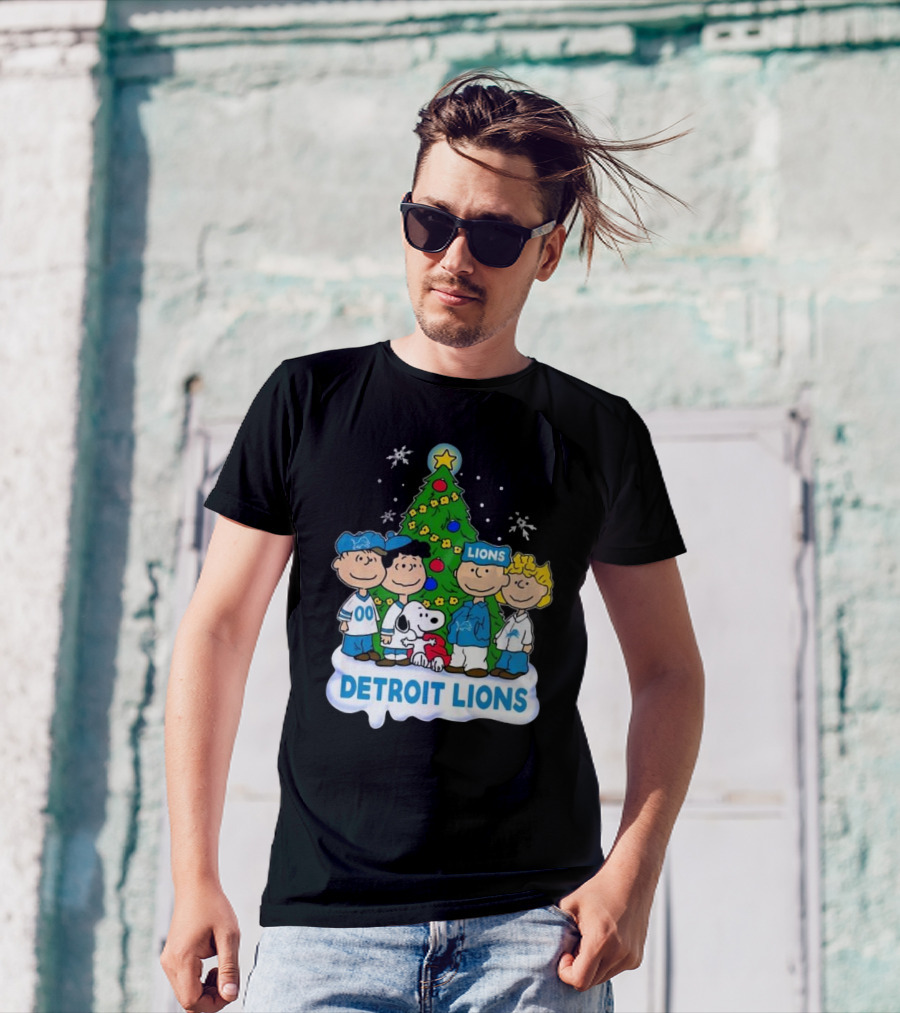 Detroit Lions Peanuts Merry Christmas T-Shirt