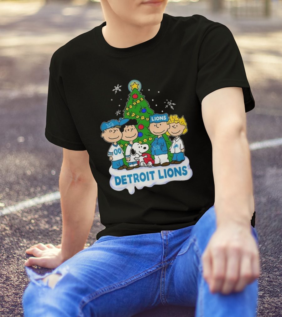 Detroit Lions Peanuts Merry Christmas T-Shirt