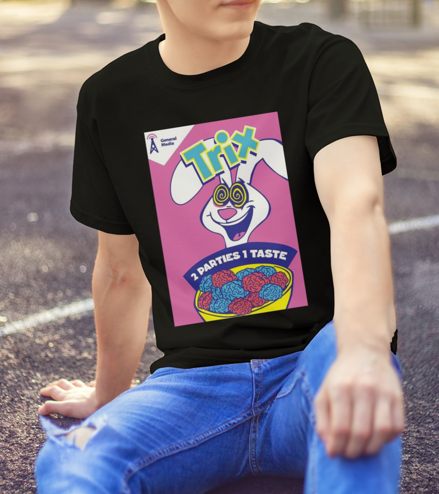 Trix Cereal Bunny With Swirled Eyes And Brain Bowl 2 Parties 1 Taste General Media T-Shirt