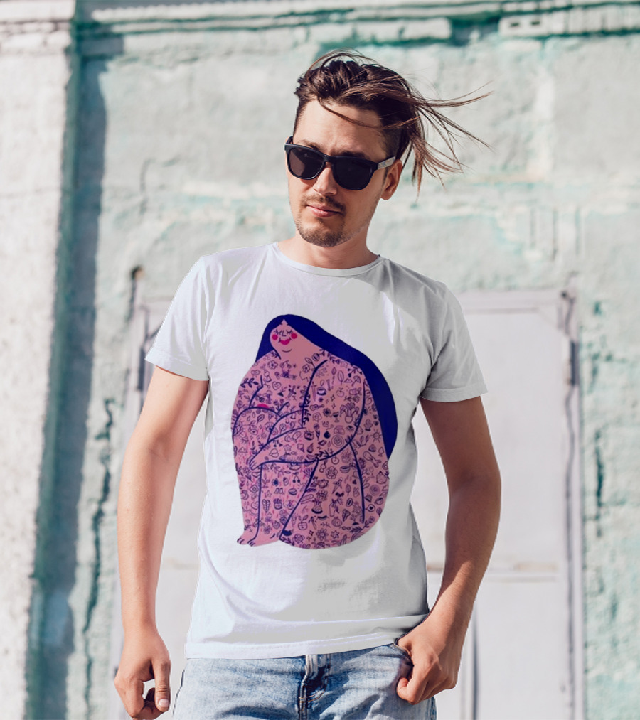 Marie Boiseau Tatouée Pink Figure With Detailed T-Shirt
