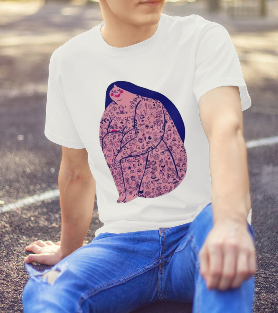 Marie Boiseau Tatouée Pink Figure With Detailed T-Shirt