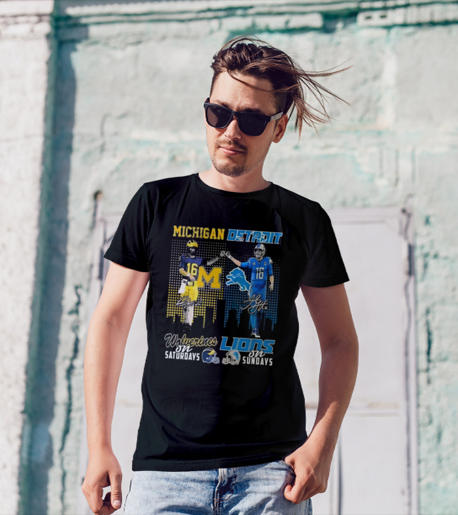 Michigan Detroit Wolverines On Saturdays Lions On Sundays T-Shirt