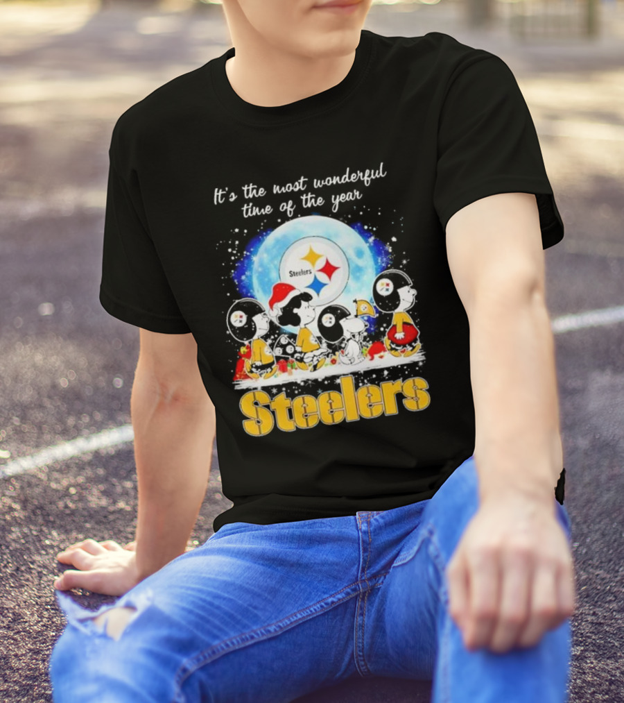 Peanuts Steelers Christmas It's The Most Wonderful Time Of The Year T-Shirt