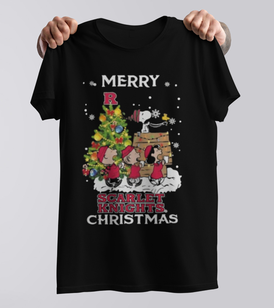 Merry Christmas Rutgers Scarlet Knights Snoopy And Friends T-Shirt