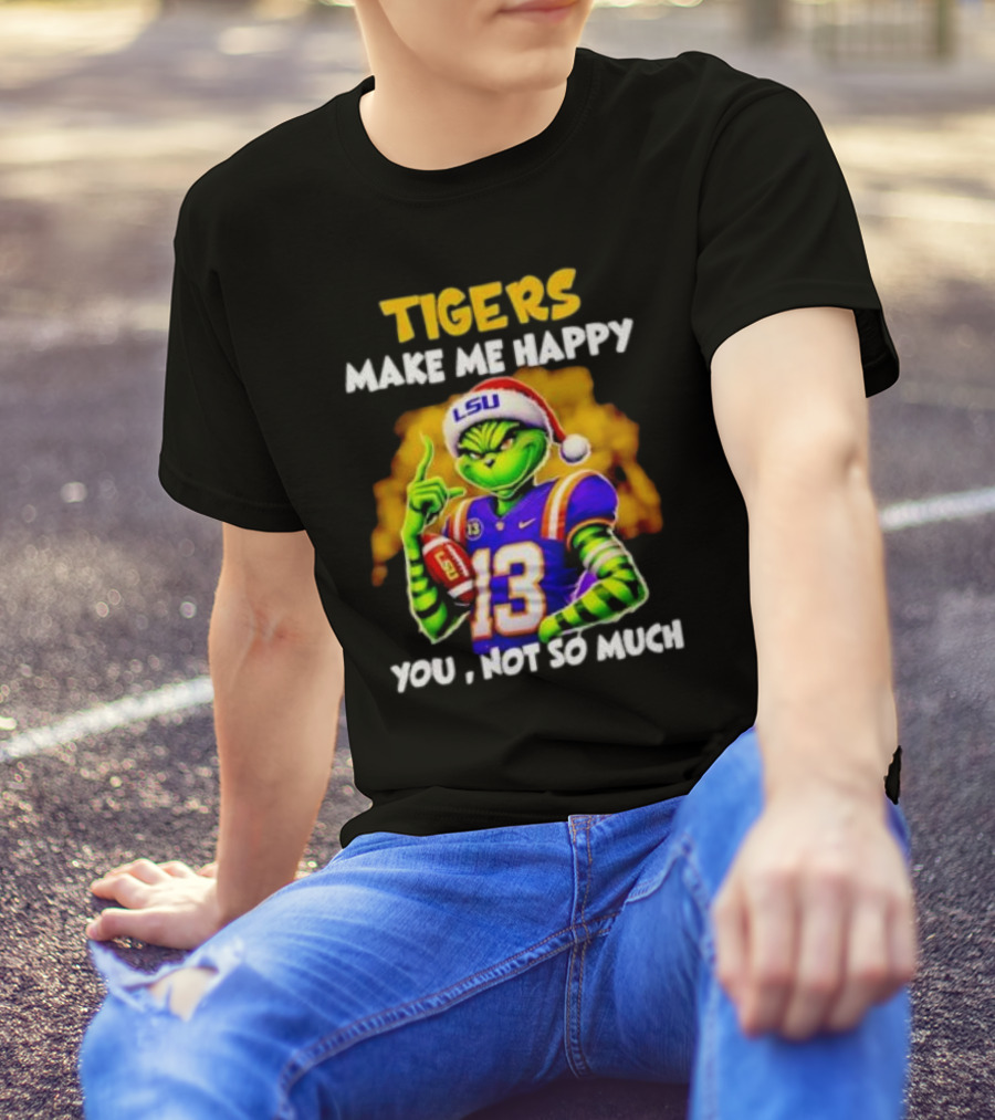 LSU Tigers Santa Grinch Make Me Happy You Not So Much T-Shirt